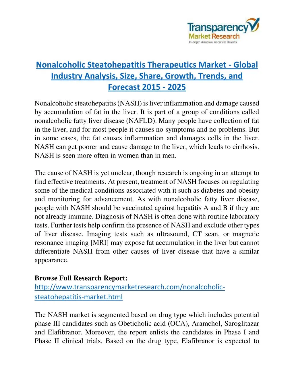 nonalcoholic steatohepatitis therapeutics market