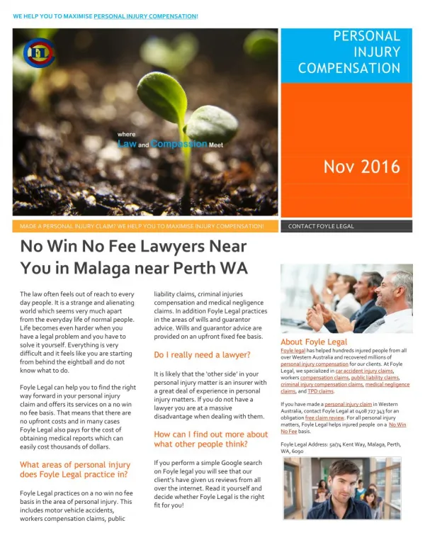 No Win No Fee Lawyers Near You in Malaga near Perth WA