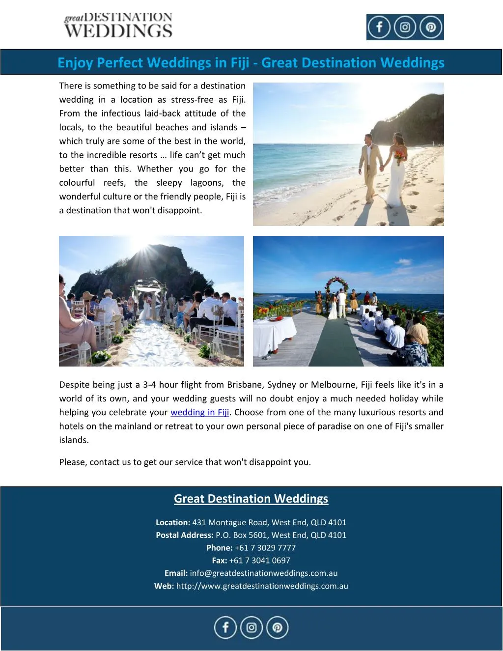 enjoy perfect weddings in fiji great destination