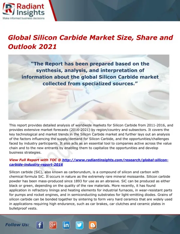 Global Silicon Carbide Market Trends and Outlook 2021