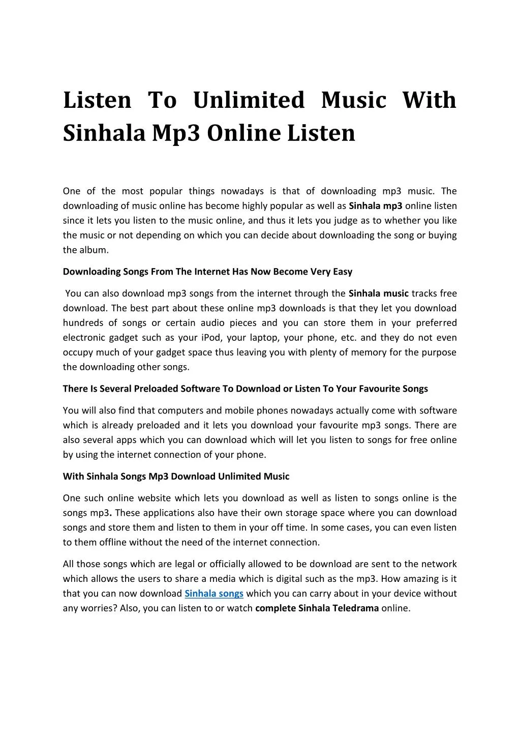 listen to unlimited music with sinhala mp3 online