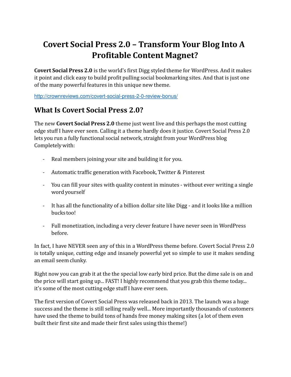covert social press 2 0 transform your blog into