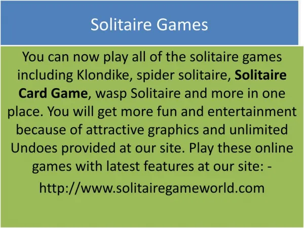 The most effective method to play your most loved Solitaire at Solitairegameworld