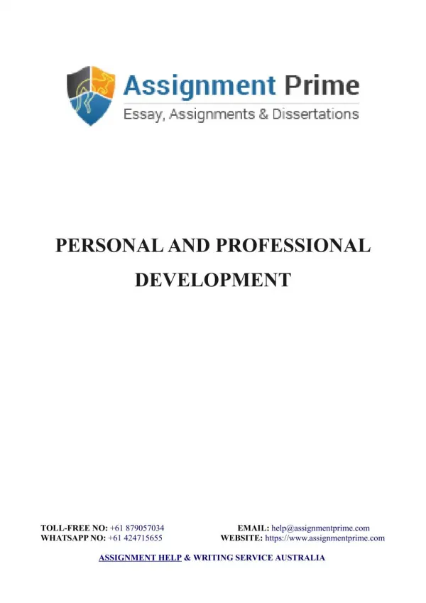 Personal & Professional Development Sample Assignment