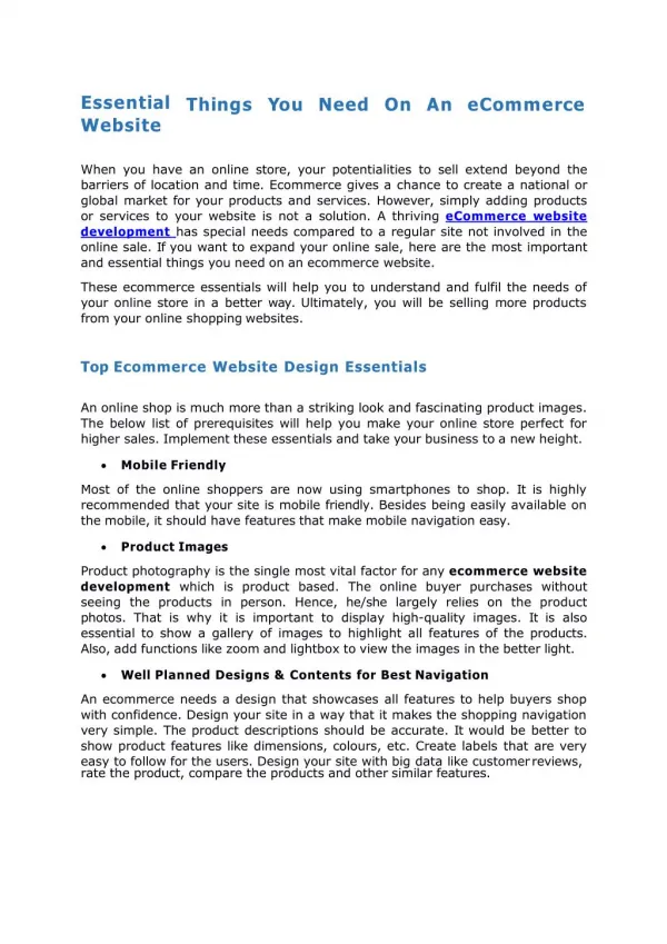 Essential Things You Need On An eCommerce Website