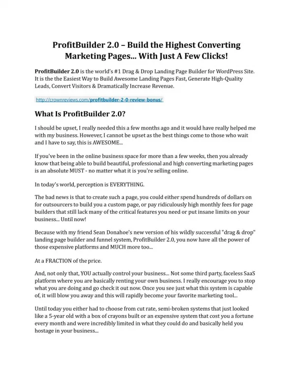 ProfitBuilder 2 reviews and bonuses ProfitBuilder 2