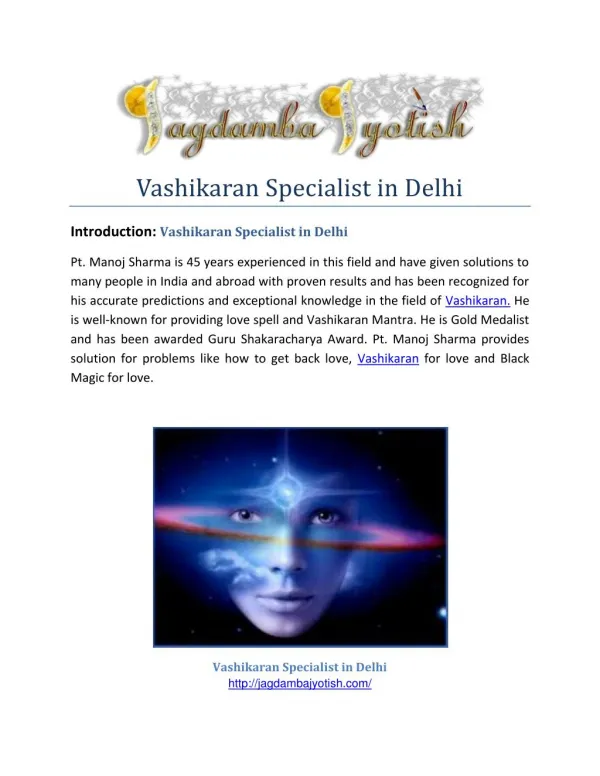 Vashikaran Specialist in Delhi-Jagdamba jyotish