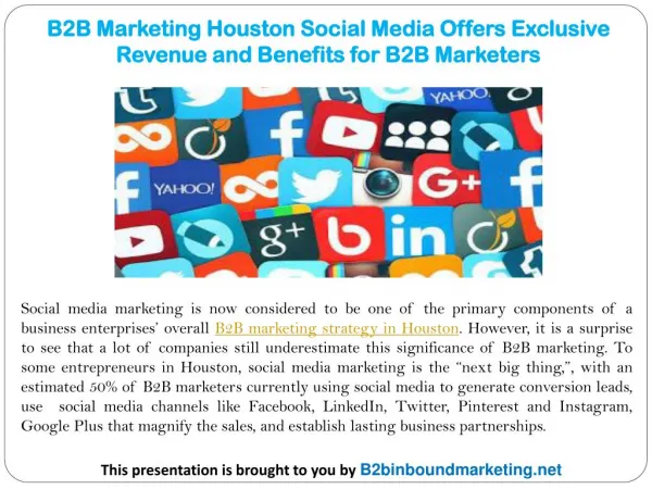 B2B Marketing Houston Social Media Offers Exclusive Revenue and Benefits for B2B Marketers