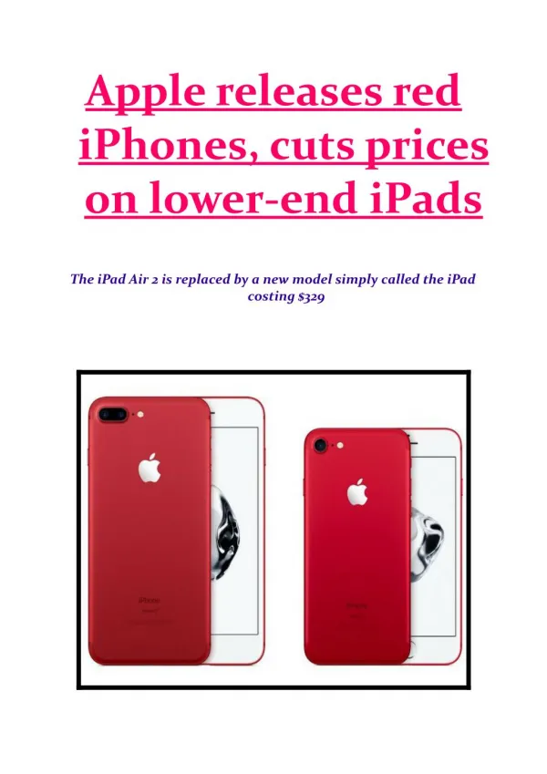 Apple releases red iPhones, cuts prices on lower-end iPads