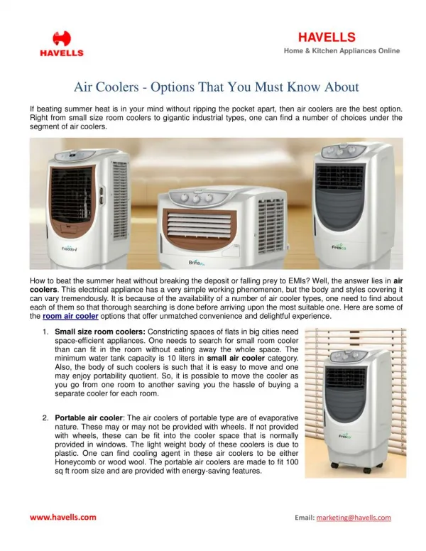 Air Coolers - Options That You Must Know About