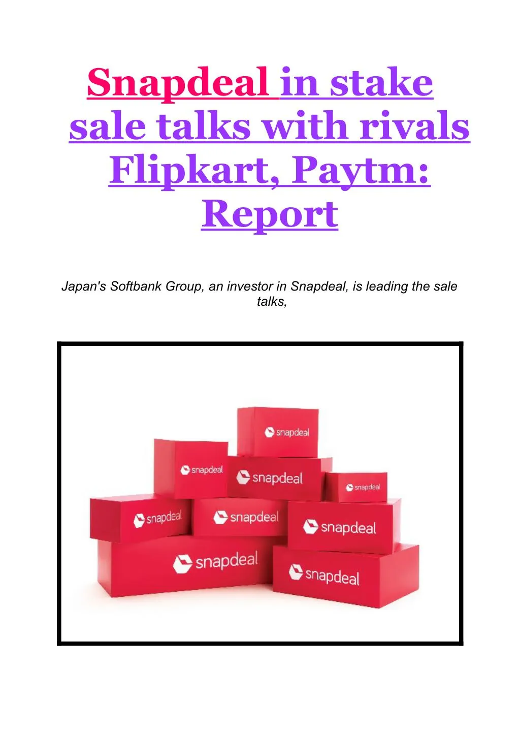 snapdeal sale talks with rivals flipkart paytm
