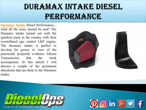 Duramax Intake Diesel Performance