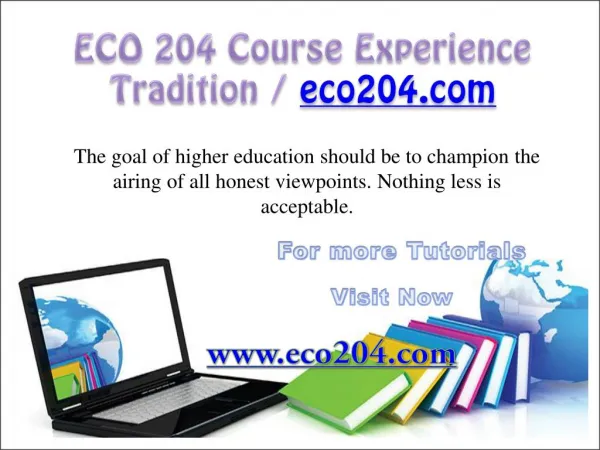 ECO 204 Course Experience Tradition / eco204.com