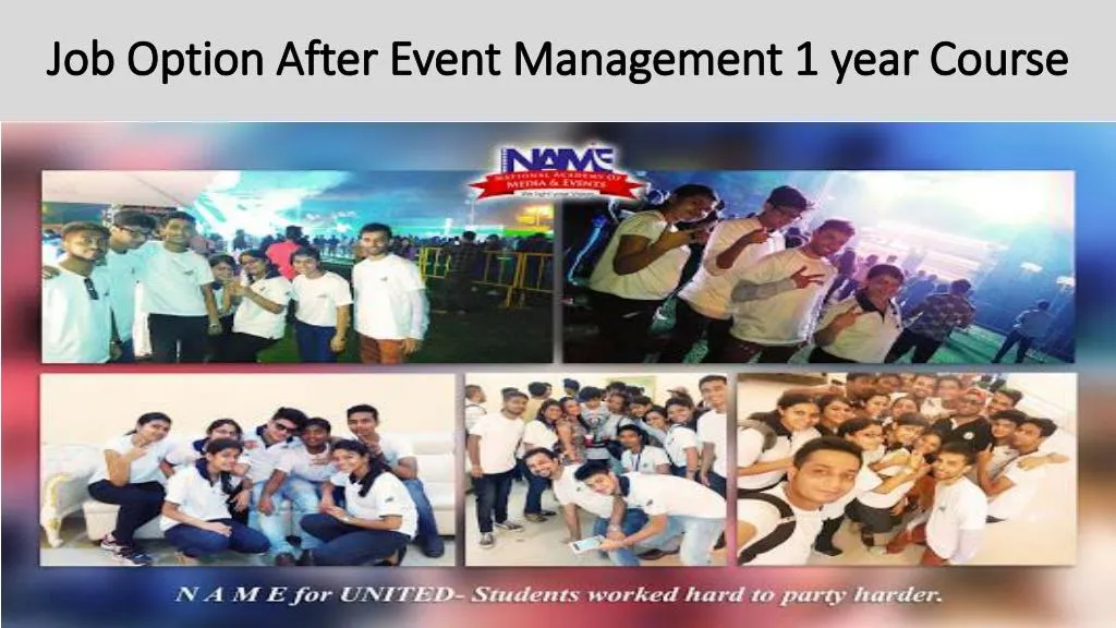 job option after event management 1 year course