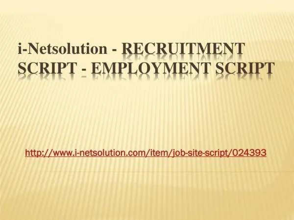 Recruitment Script - Employment Script - i-Netsolution