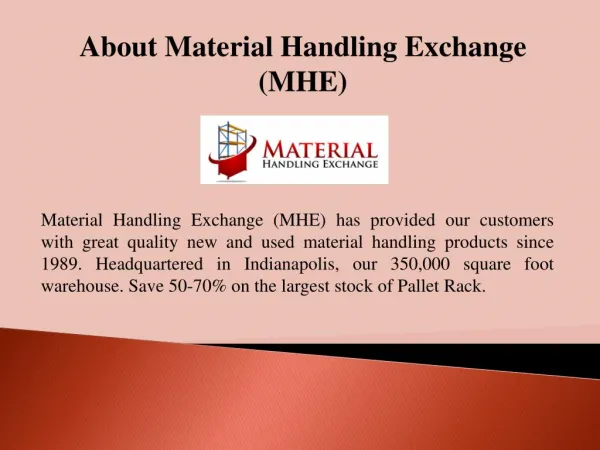 New and Used Material Handling Equipment - MHE