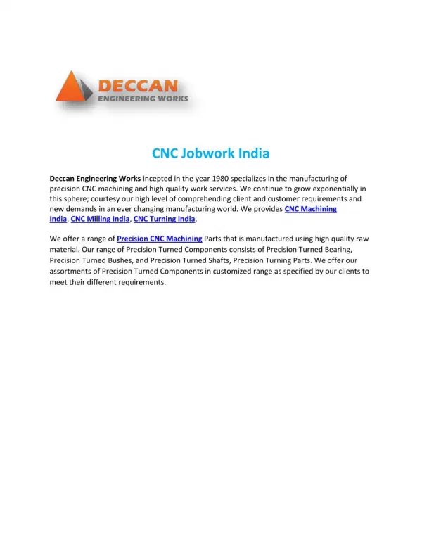 CNC Jobwork India