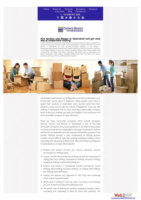 Hire Packers and Movers in Hyderabad and get easy way of comfortable shifting