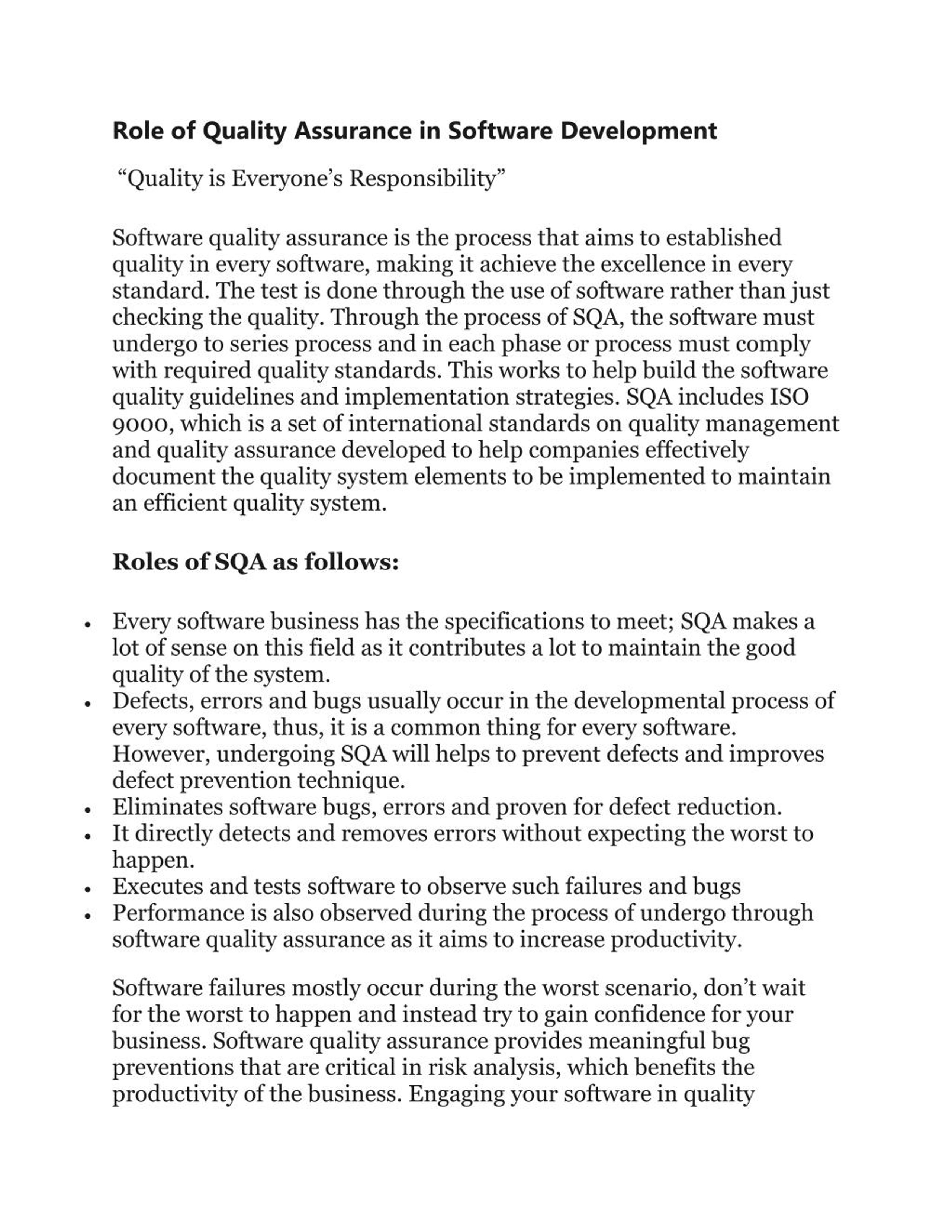 PPT - Role Of Quality Assurance In Software Development PowerPoint ...