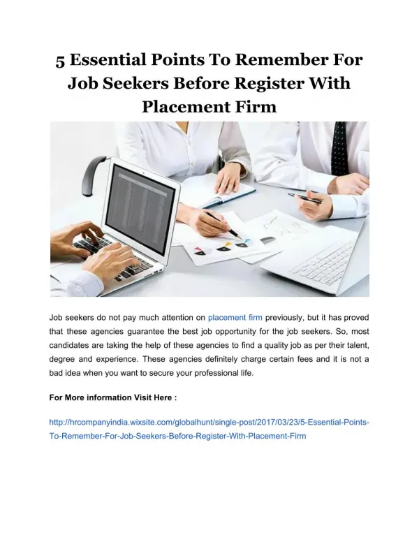 5 Essential Points To Remember For Job Seekers Before Register With Placement Firm
