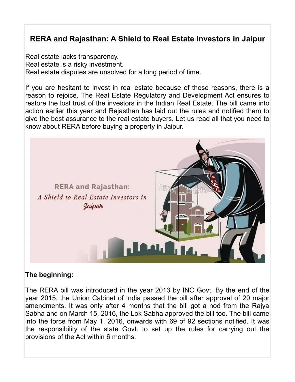 rera and rajasthan a shield to real estate