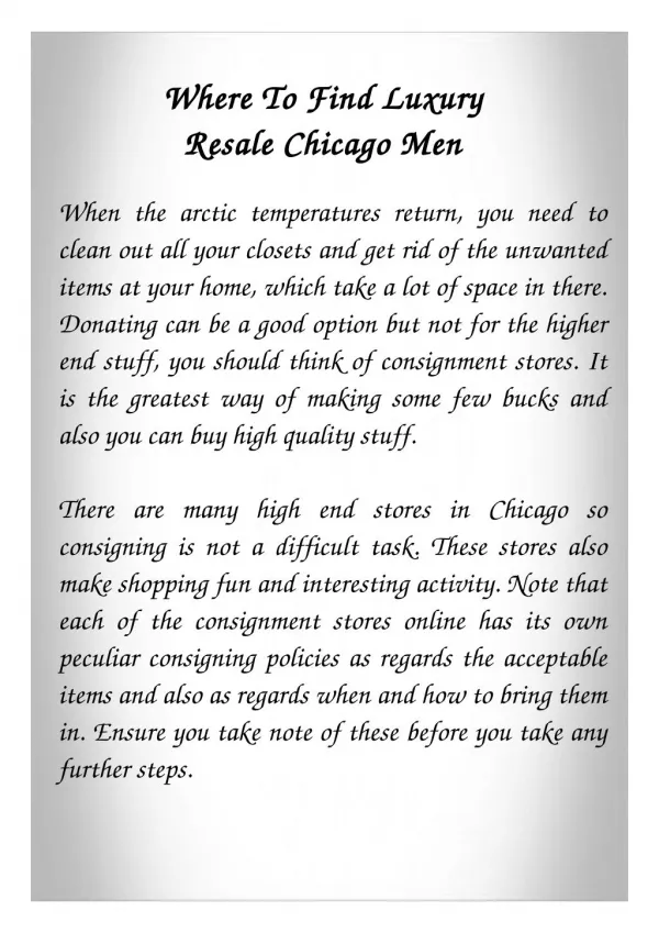 Luxury Resale Chicago Men