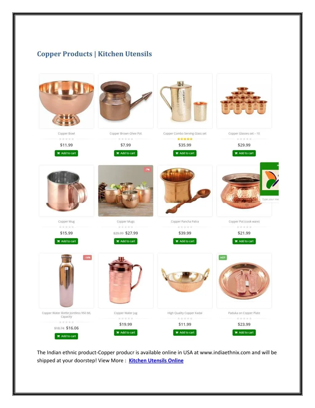 copper products kitchen utensils
