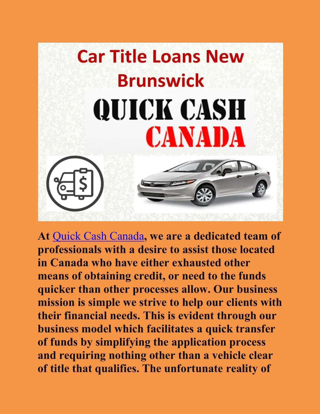 at quick cash canada we are a dedicated team