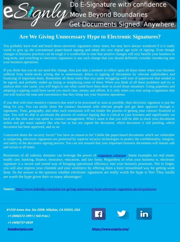 Are We Giving Unnecessary Hype to Electronic Signatures?