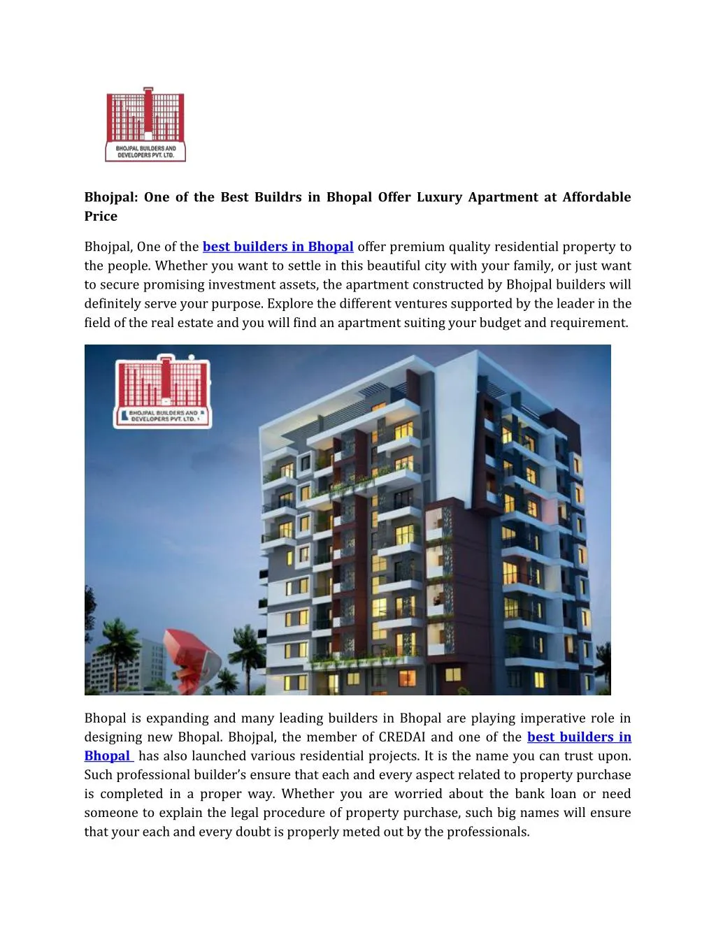 bhojpal one of the best buildrs in bhopal offer