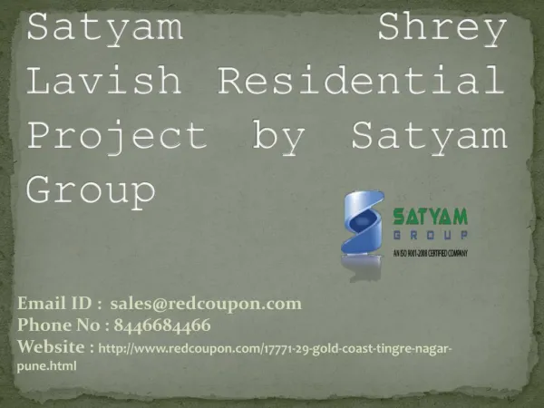 Luxurious Apartments in bavdhan at Satyam Shrey