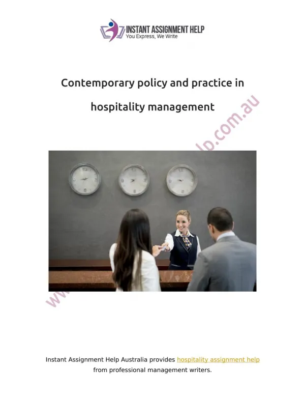 Contemporary Policy and Practice in Hospitality Management