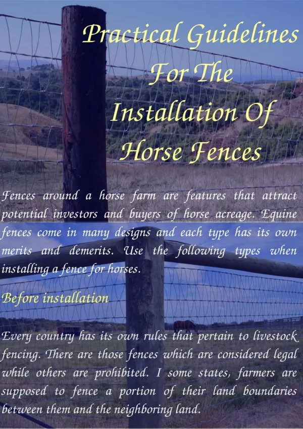 Practical Guidelines For The Installation Of Horse Fences