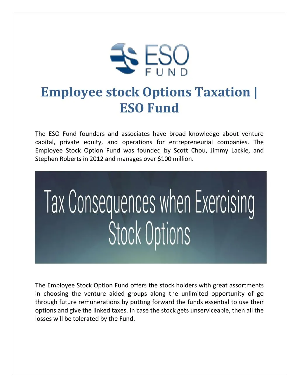 employee stock options taxation eso fund