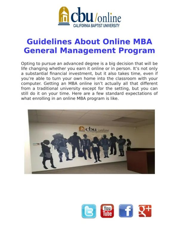 Guidelines About Online MBA General Management Program