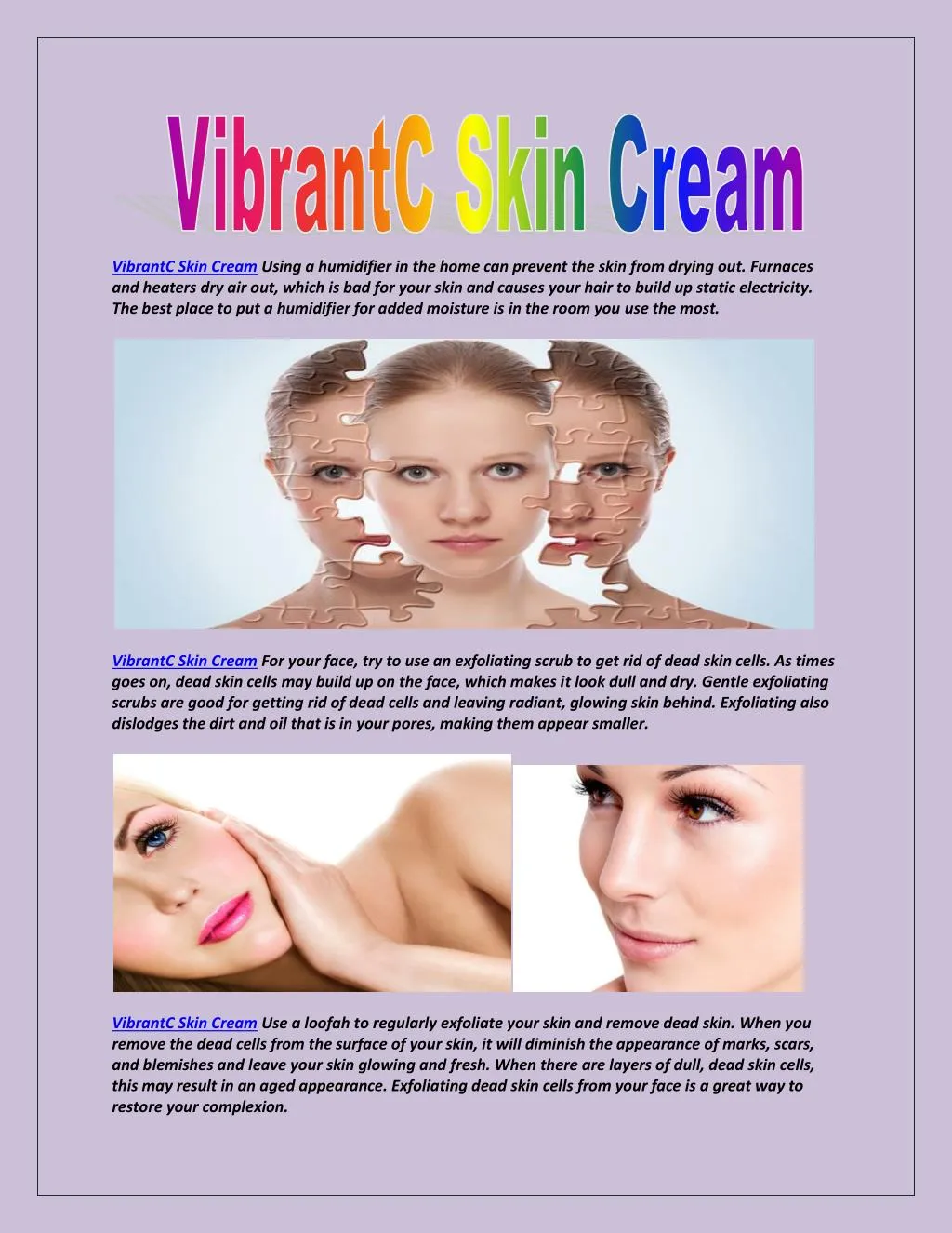 vibrantc skin cream using a humidifier