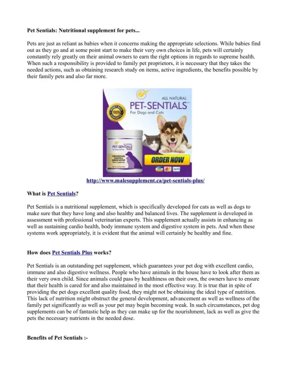 Pet Sentials: Nutritional supplement for pets...