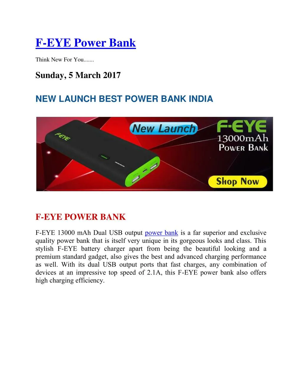 f eye power bank