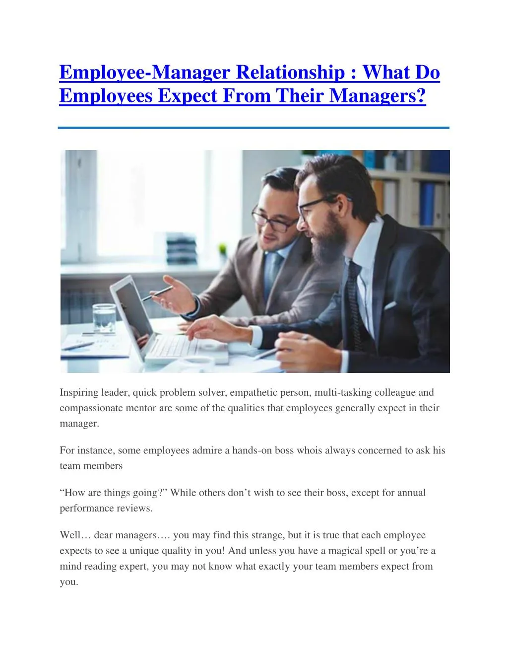 employee manager relationship what do employees