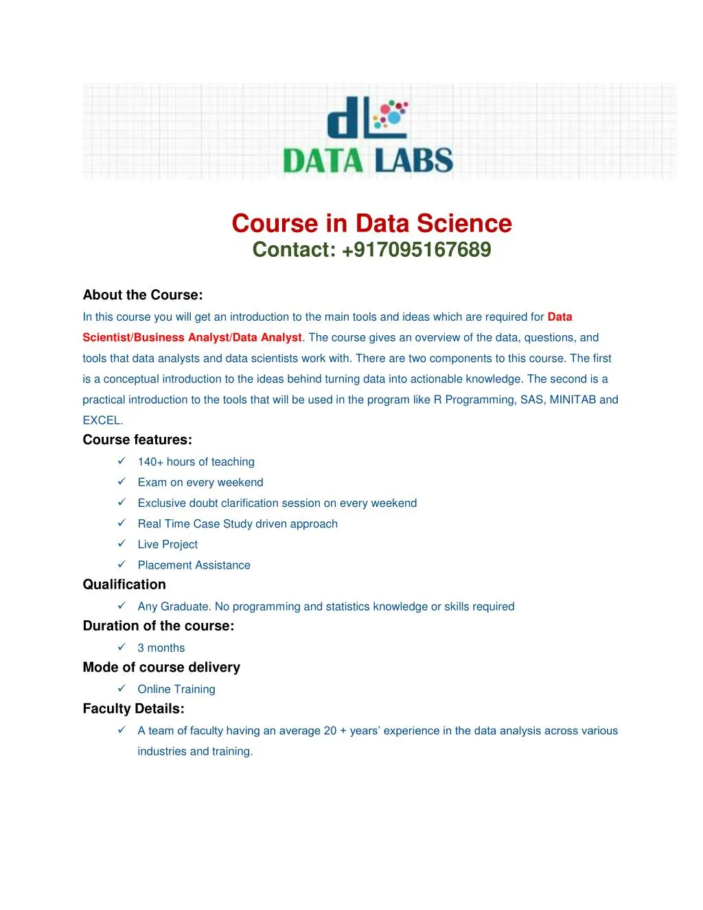 course in data science contact 917095167689