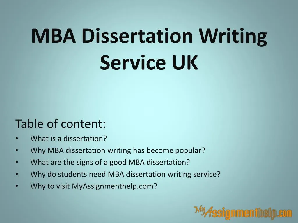 mba dissertation writing service uk