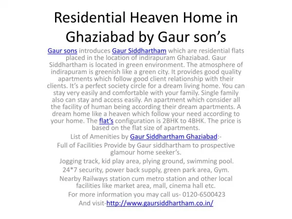 Residential Heaven Home in Ghaziabad by Gaur son’s