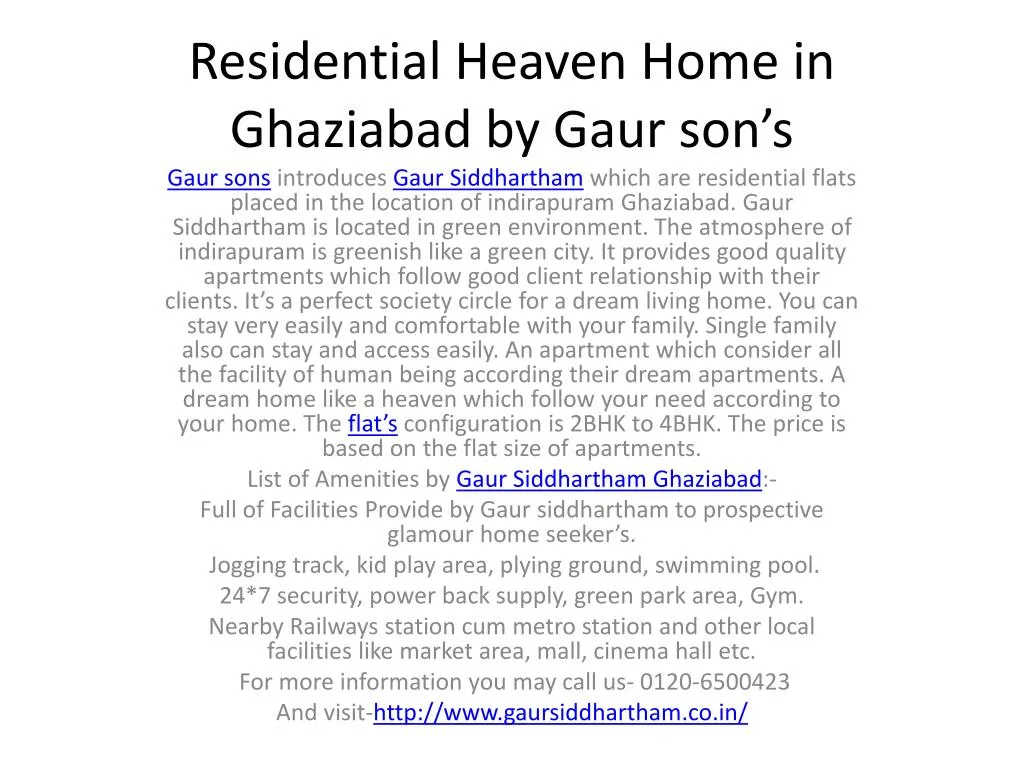 residential heaven home in ghaziabad by gaur son s