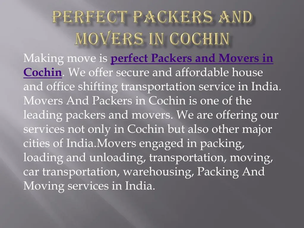 perfect packers and movers in cochin