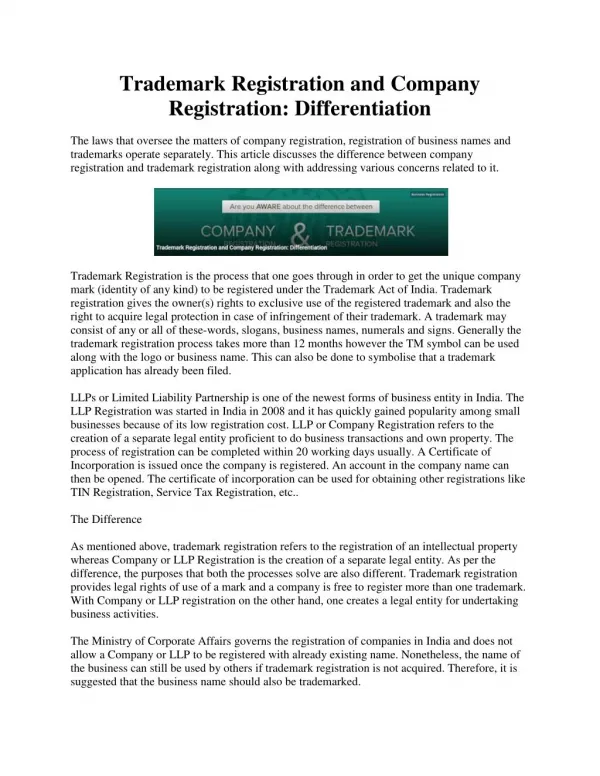 Trademark Registration and Company Registration: Differentiation