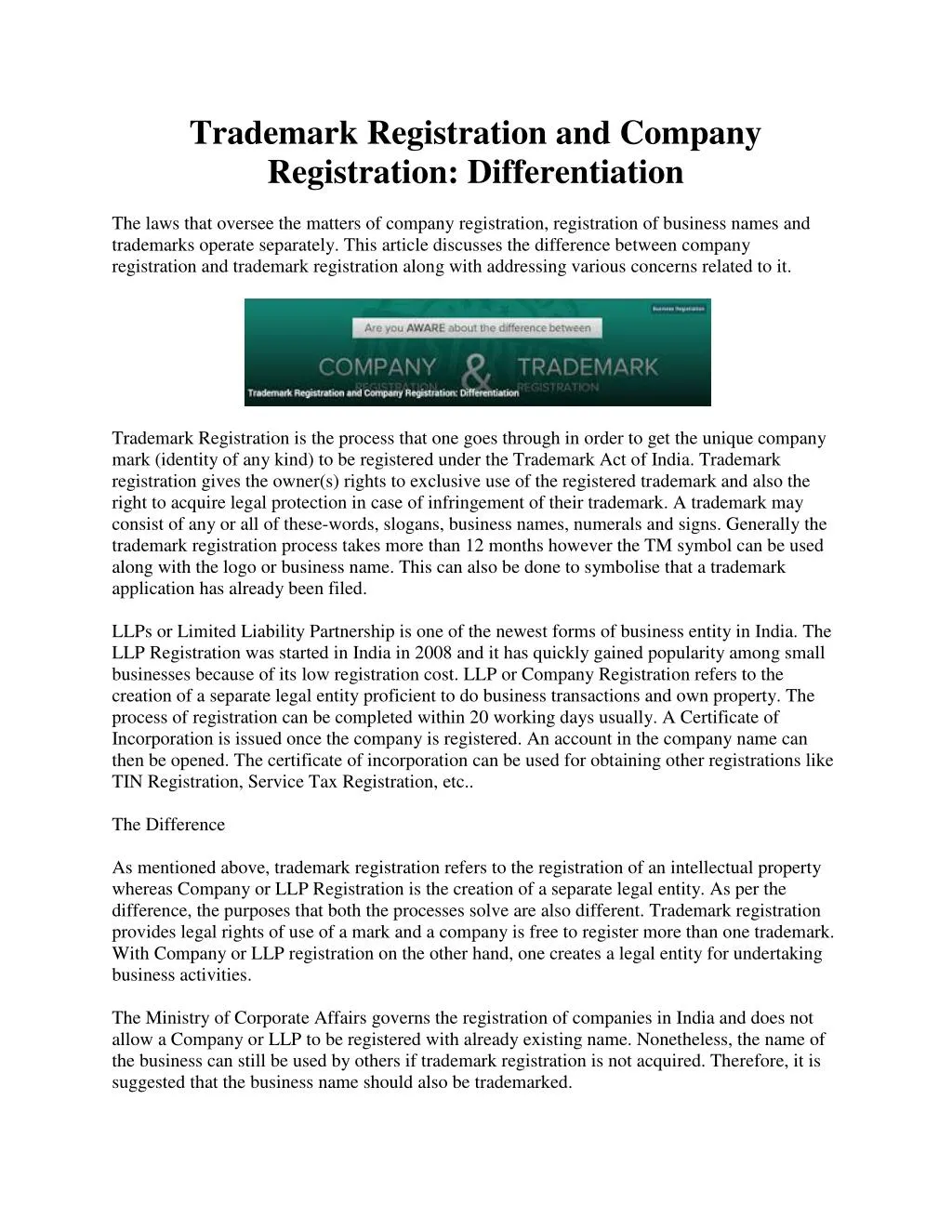 trademark registration and company registration