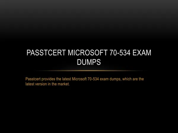 Passtcert Microsoft 70-534 Exam Dumps Update