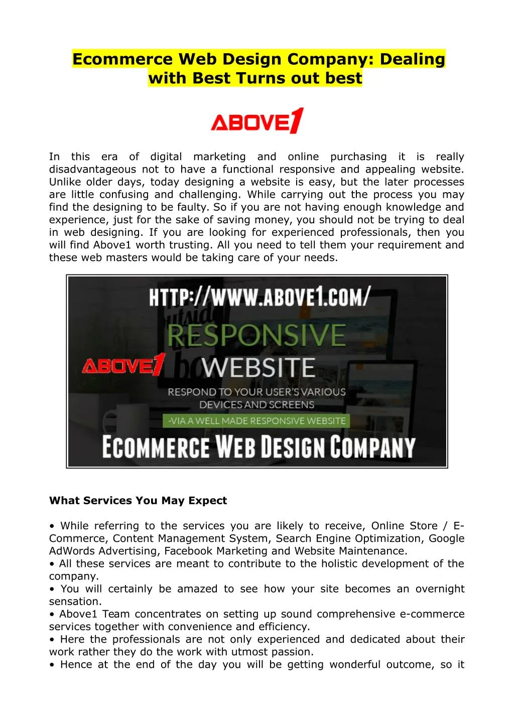 ecommerce web design company dealing with best