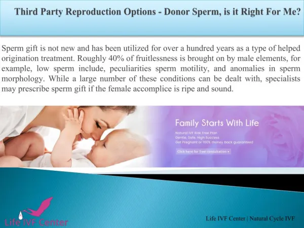 Third Party Reproduction Options - Donor Sperm, is it Right For Me?