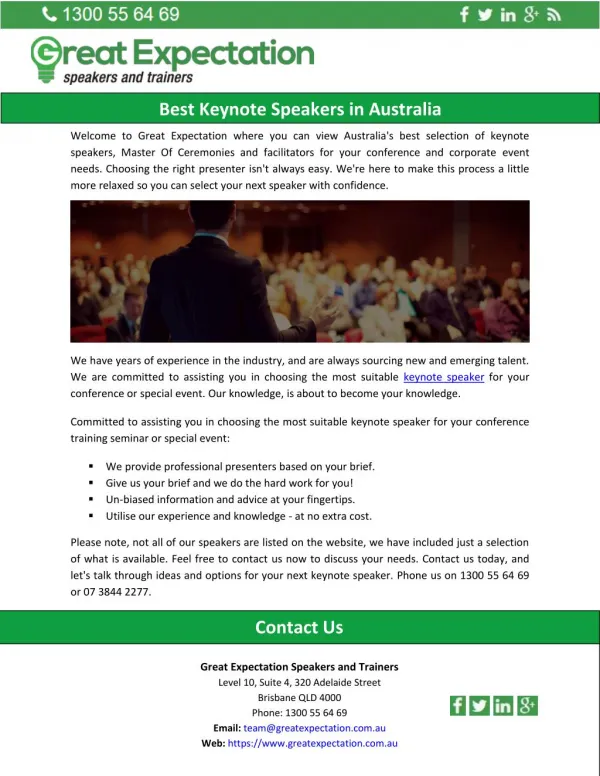 Best Keynote Speakers in Australia